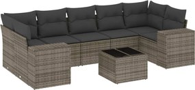 vidaXL Set canapele de grădină cu perne, 8 piese, gri, poliratan