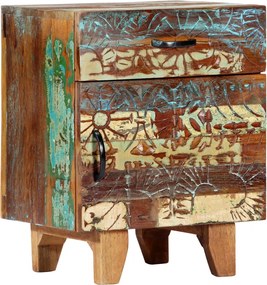 vidaXL Noptieră sculptată manual, 40 x 30 x 50 cm, lemn masiv reciclat