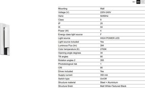 Aplica cu reader LED directionabil stil minimalist GABO alb