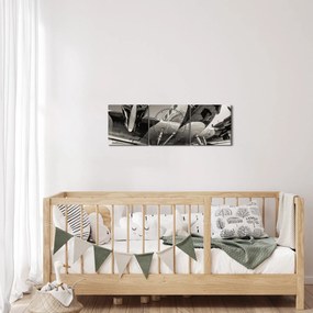 Tablou - Avioane istorice (cu ceas) (90x30 cm)