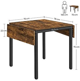 Masa Dining extensibila, Vasagle, Negru , 120x78x75 cm