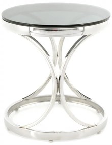 Masuta de cafea rotunda din sticla Weyda 40x40x42 cm negru/argintiu