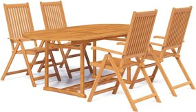 vidaXL Set mobilier de grădină, 5 piese, lemn masiv de acacia, 150-200 cm