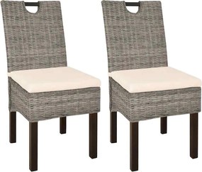 vidaXL Scaune de bucătărie din ratan Kubu și lemn de mango, 2 buc