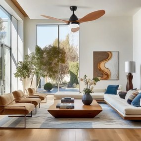 ZEVENTI - Ventilator de tavan LED MURO, 18 W, 230 V, Wi‑Fi Tuya, cu telecomandă