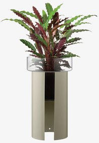 Ghiveci de flori Terrazza, î. 60 cm, Ø34 cm, transparent/gri beton - LSA international