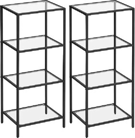 Biblioteca din metal  si sticla,metal culare negru 95x40x30 cm