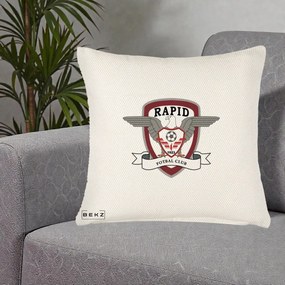 Perna Personalizata Rapid Fotbal Club 1923, 40x40 cm, Crem Reliefat, Husa Detasabila, Perna Inclusa, BEKZ®