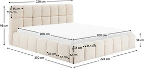Pat cu somieră metalică şi spaţiu de depozitare, 200x200, bej, SORELA