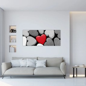Tablou cu inimioare din lemn (120x50 cm)