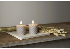 Set de 2 lumânări LED din ceară gri Star Trading Flamme Swirl, înălțime 7,5 cm