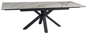 Masa extensibila Columbus Ceramic alb AMBER BIANCO/negru L160-240 cm