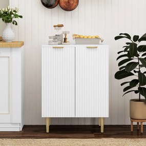 HOMCOM Bufet de bucătărie, mobilier de depozitare cu 2 uși, raft reglabil, picioare metalice ridicate, 60 x 40 x 80 cm, alb | Aosom Romania