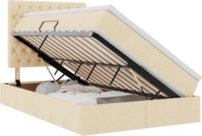 vidaXL Pat cu saltea și LED cu saltea Creme 120 x 200 cm Poliester