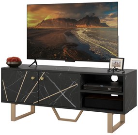 HOMCOM Suport TV banc TV pentru televizor până la 50 de inchi cu dulap, raft reglabil și trecere cablu, negru | Aosom Romania