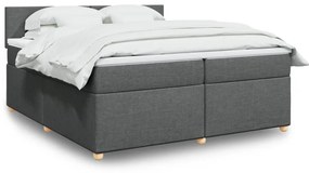 vidaXL Pat box spring cu saltea, gri închis, 200x200 cm, textil