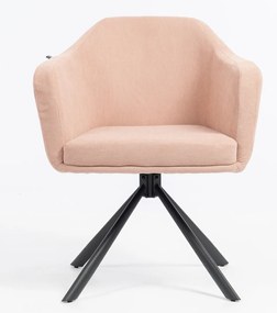 HR832 BAZĂ STEA Scaun Catifea Reiată Premium culoare Roz prăfuit Litchi cu Bază Neagră