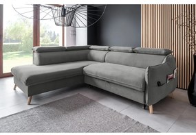 Colțar gri deschis extensibil cu tapițerie din catifea (cu colț pe partea stângă ) Sweet Harmony – Miuform