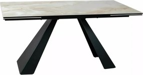 Masa extensibila Salvadore Ceramic bej lucios/negru mat L160-240xl90 cm