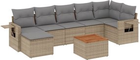 vidaXL Set canapele de grădină, 8 piese, cu perne, bej, poliratan