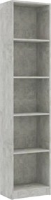 vidaXL Bibliotecă cu 5 rafturi, gri beton, 40x24x175 cm lemn prelucrat