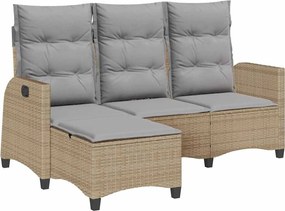 vidaXL Canapea grădină înclinabilă cu perne formă de L polirattan bej