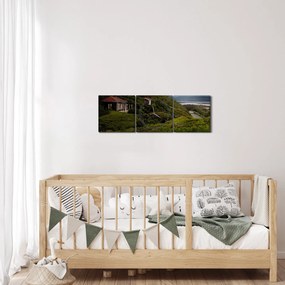 Tablou - peisaj cu luna (cu ceas) (90x30 cm)