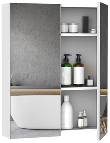 HomCom mobilier baie dulap cu oglinda, 60x75x15cm, MDF alb  | Aosom Ro