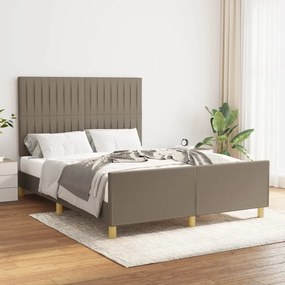 3125215 vidaXL Cadru de pat cu tăblie, gri taupe, 140x190 cm, textil