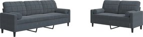 vidaXL Set de canapele cu perne/rulouri, 2 piese, gri închis, catifea