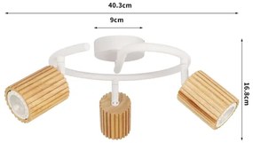 Brilagi - Spot modern MODERN WOOD 3xGU10/8W/230V lemn de cauciuc/alb