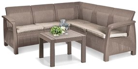 Canapea de colț relaxantă Corfu cu masă Rosario cappuccino