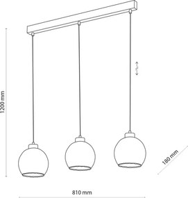 Lustră LED pe cablu DEVI 3xE27/15W/230V negru/fumuriu