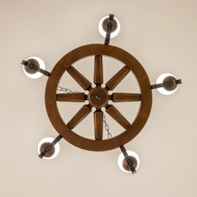 Brilagi - Candelabru cu lanț ROATA 5xE14/40W/230V Ø 70 cm fag/nuc
