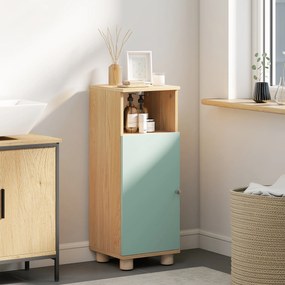 HOMCOM Mobilier de baie, mobilier de depozitare îngust cu dulap cu ușă și compartiment deschis, 30x30x80cm, verde | Aosom Romania