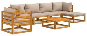 3155251 vidaXL Set mobilier de grădină cu perne gri taupe, 7 piese, lemn masiv