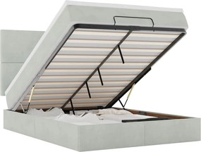 vidaXL Cadru de pat otoman cu saltele Gri deschis 140x200cm catifea