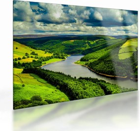 Tablou pe sticlă - Peisaj verde (70x50 cm)