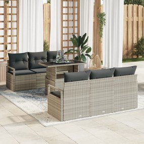 vidaXL Set de canapele pentru grădină cu pernă 7 pcs Gri deschis