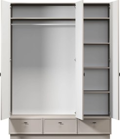 Dulap Lorini 150 cm cu rafturi - cașmir / mânere negre T-bar
