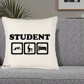 Perna Decorativa Student Life, 40x40 cm, Crem Reliefat, Husa Detasabila, Perna Inclusa, BEKZ®