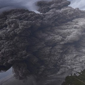 Tablou - Erupție vulcanică (cu ceas) (90x30 cm)
