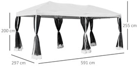 Outsunny Foisor Pliabil din Otel cu Plase de Tantari, Alb, 3x6m | Aosom Ro