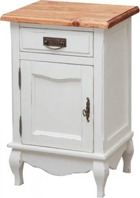 Noptiera, L46 36 H70 cm, alb antichizat natur, lemn masiv
