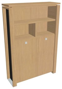 Dulap înalt pentru haine Verno+ S 140 x 46 x 210 cm, cu rafturi, stejar deschis / negru