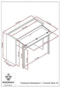 Birou gri 36x110 cm Mel - Woodman