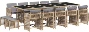 vidaXL Set mobilier grădină cu perne, 15 piese, bej combinat poliratan