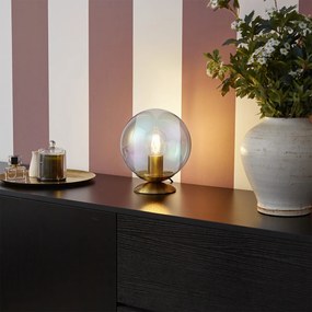 Lampă de masă Art Deco alamă cu sticlă fum curcubeu - Pallon