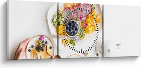 Tablou cu farfurie cu fructe pe masă (cu ceas) (90x30 cm)