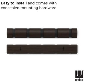 Cuier de perete maro închis din lemn de plop Flip – Umbra